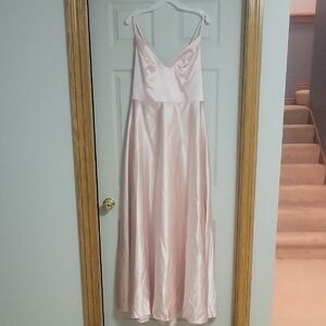 Chic Blush Satin Bride's Maid/Prom Dress